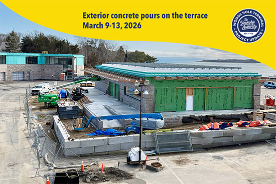 THIS WEEK, at the terminal building: •	Marguerite Concrete poured the north, east and south sections of exterior terrace concrete •	Lawrence Lynch continued backfilling inside the terrace retaining walls •	Colantonio Carpenters continued installing exterior insulation and terrace formwork •	Kapiloff Glass continued installing the exterior curtain wall and began installing the glass canopy hardware •	H. Carr continued installing the finish ceilings and tile backer board and began taping and mudding drywall •	Pavilion Flooring continued installing the interior stone flooring and began installing the wall tile •	Harold Brothers continued the plumbing and mechanical rough in and finishes •	Griffin Electric continued the electrical rough in and finishes •	William M. Collins continued the fire protection rough in and finishes NEXT WEEK, at the terminal building:  •	Lawrence Lynch will continue backfilling inside the terrace retaining walls •	Colantonio Carpenters will continue formwork for the exterior terrace stairs  •	Marguerite Concrete will pour the west terrace and stair concrete •	Colantonio Carpenters will continue installing the exterior soffit  •	Kapiloff Glass will continue installing the exterior curtain wall and glass canopy hardware •	H. Carr will continue installing the finish ceilings and taping and mudding drywall •	Pavilion Flooring will continue installing the wall tile  •	Harold Brothers will continue the plumbing and mechanical rough in and finishes •	Griffin Electric will continue the electrical rough in and finishes •	William M. Collins will continue the fire protection rough in and finishes